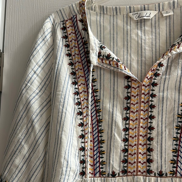 Caffe Marrakesh Striped Embroidered Tunic with Red Tassels 100% Cotton Women’s S - Picture 3 of 9